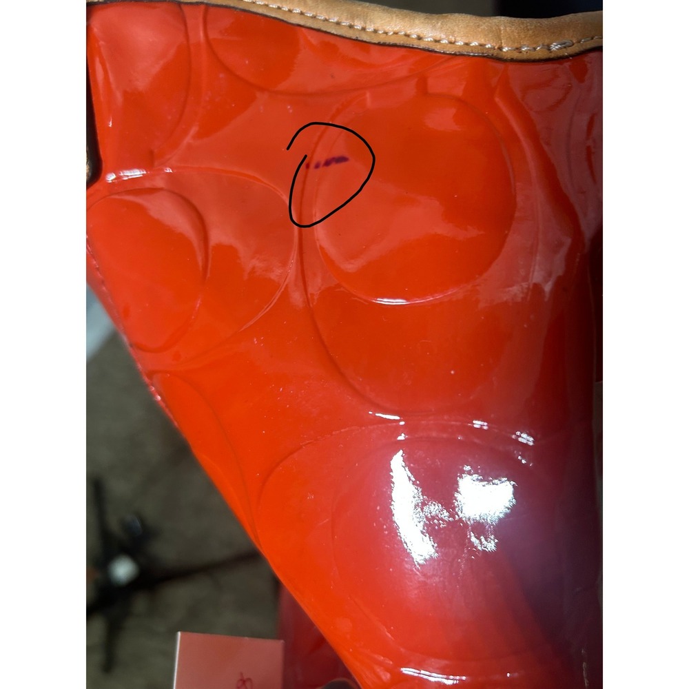 Coach Orange Patent Leather Signature C Bag #81 - Picture 9 of 12